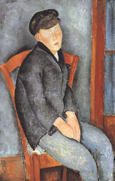 Amedeo Modigliani Young Seated Boy with Cap (mk39) oil painting image